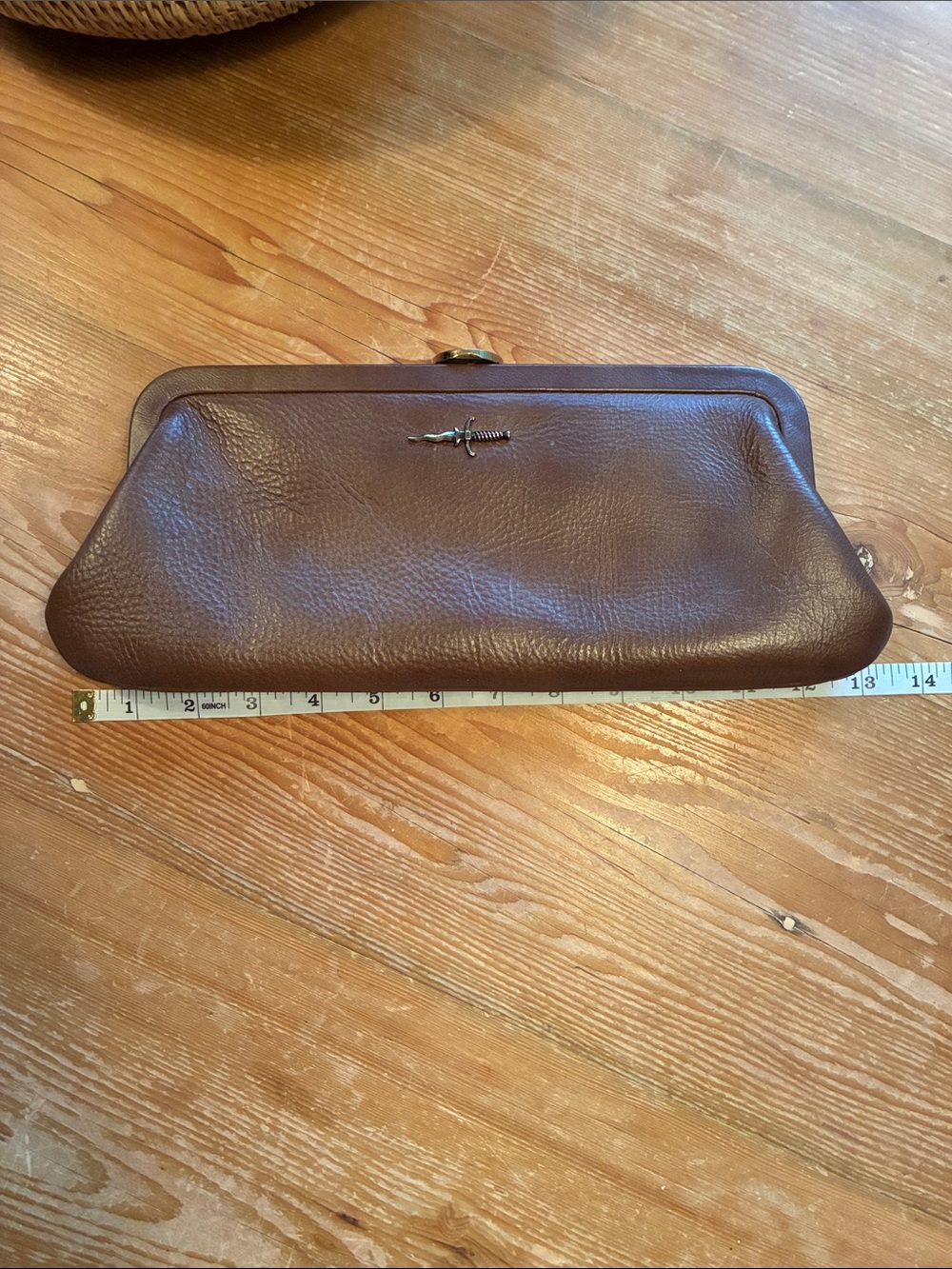 Vintage Textured Brown Leather Stallion Circus Horse Print Frame Clutch Bag - Picture 9 of 12